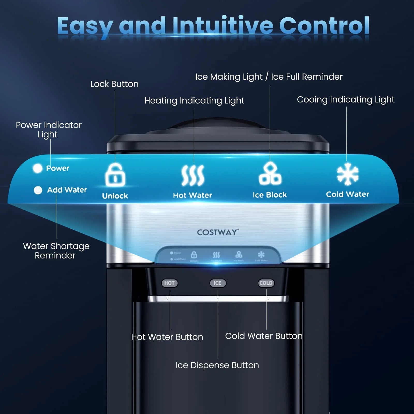 💧3-in-1 Countertop Ice Maker & Hot/Cold Water Dispenser